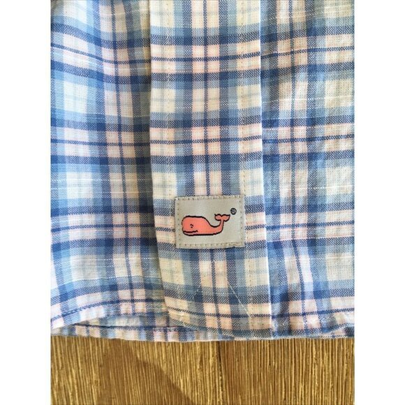 Vineyard Vines Mens MURRAY Shirt Button Up Long Sleeve Light Blue Plaid Size S - Picture 4 of 4